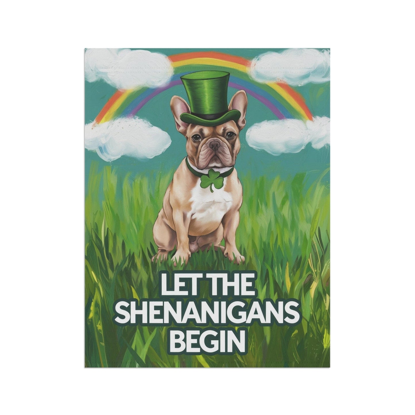 Printify Garden Flag Fawn French Bulldog Saint Patricks Garden Flag