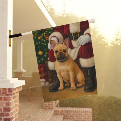 Fawn French Bulldog Santa Clause Garden Flag