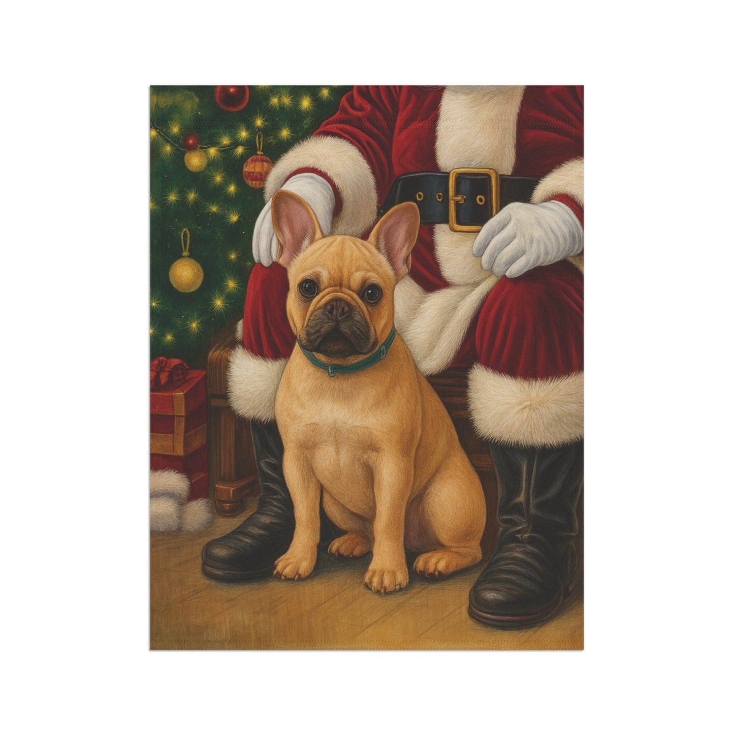 Fawn French Bulldog Santa Clause Garden Flag