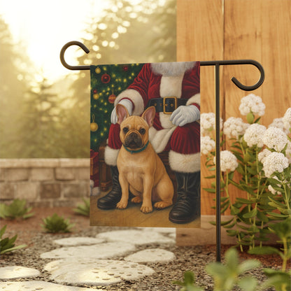 Fawn French Bulldog Santa Clause Garden Flag