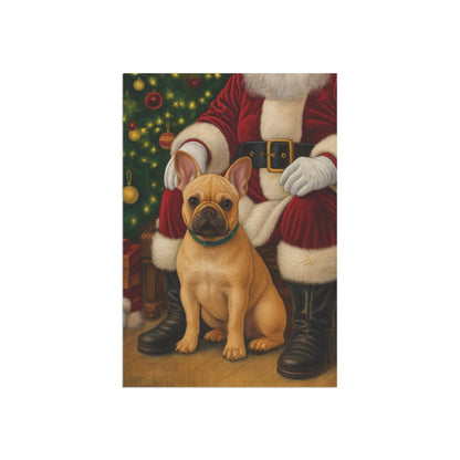 Fawn French Bulldog Santa Clause Garden Flag
