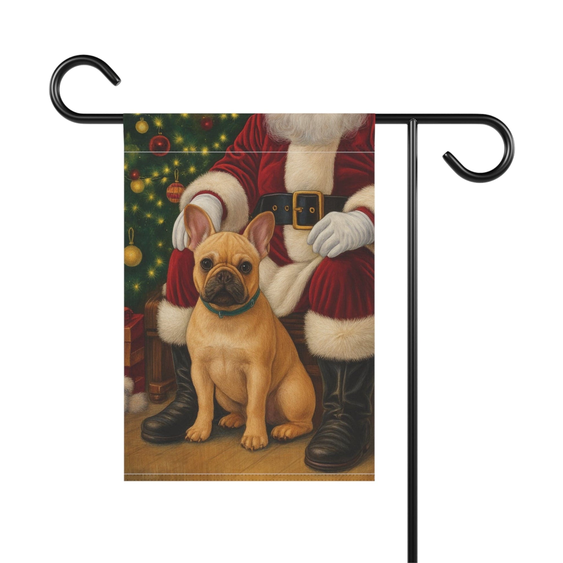 Fawn French Bulldog Santa Clause Garden Flag