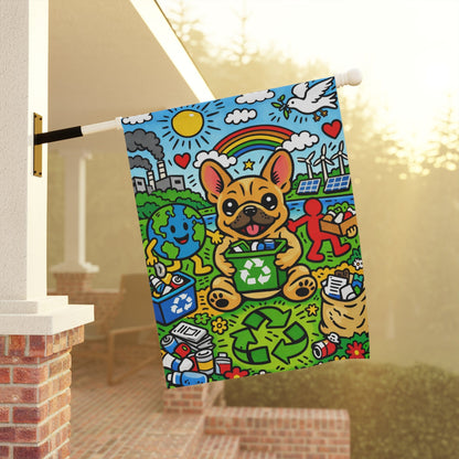 Fawn French Bulldog Save Our Planet Garden Flag