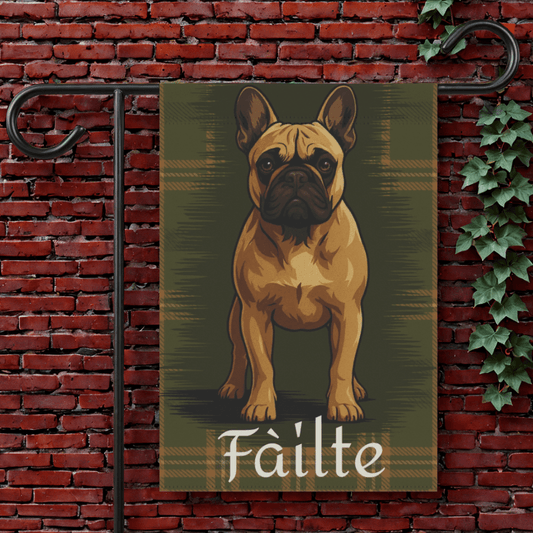 Fawn French Bulldog Scottish Welcome Garden Flag 12'' × 18''