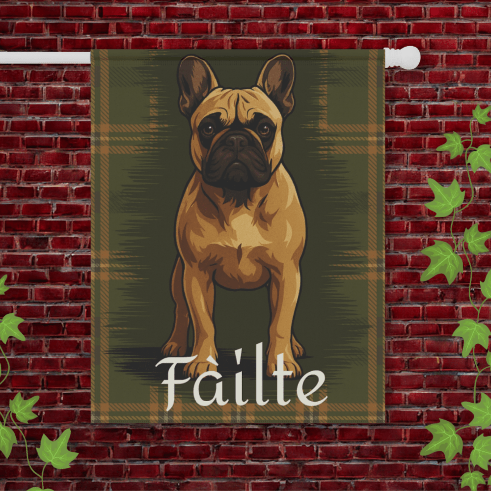 Fawn French Bulldog Scottish Welcome Garden Flag 24.5'' × 32''