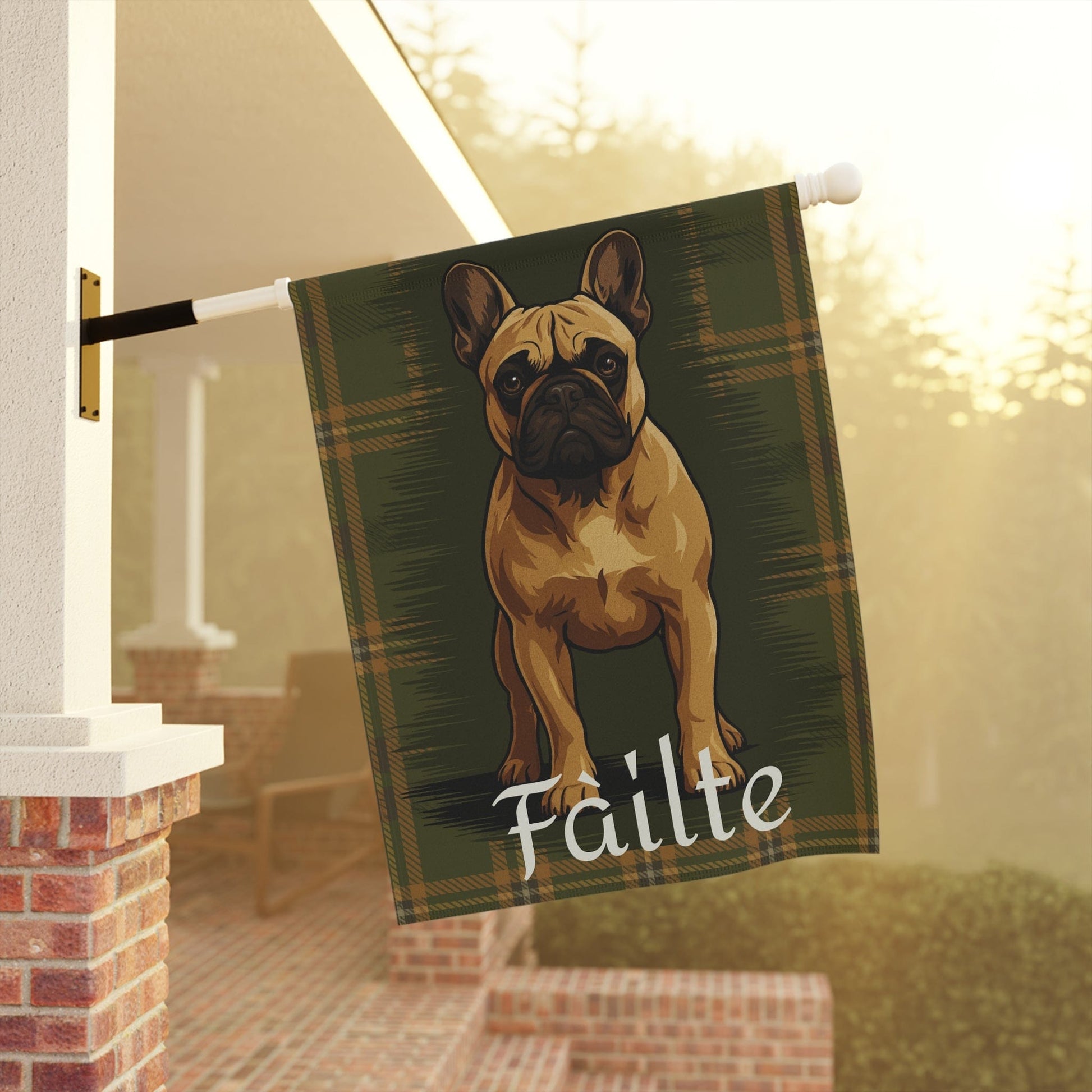 Fawn French Bulldog Scottish Welcome Garden Flag