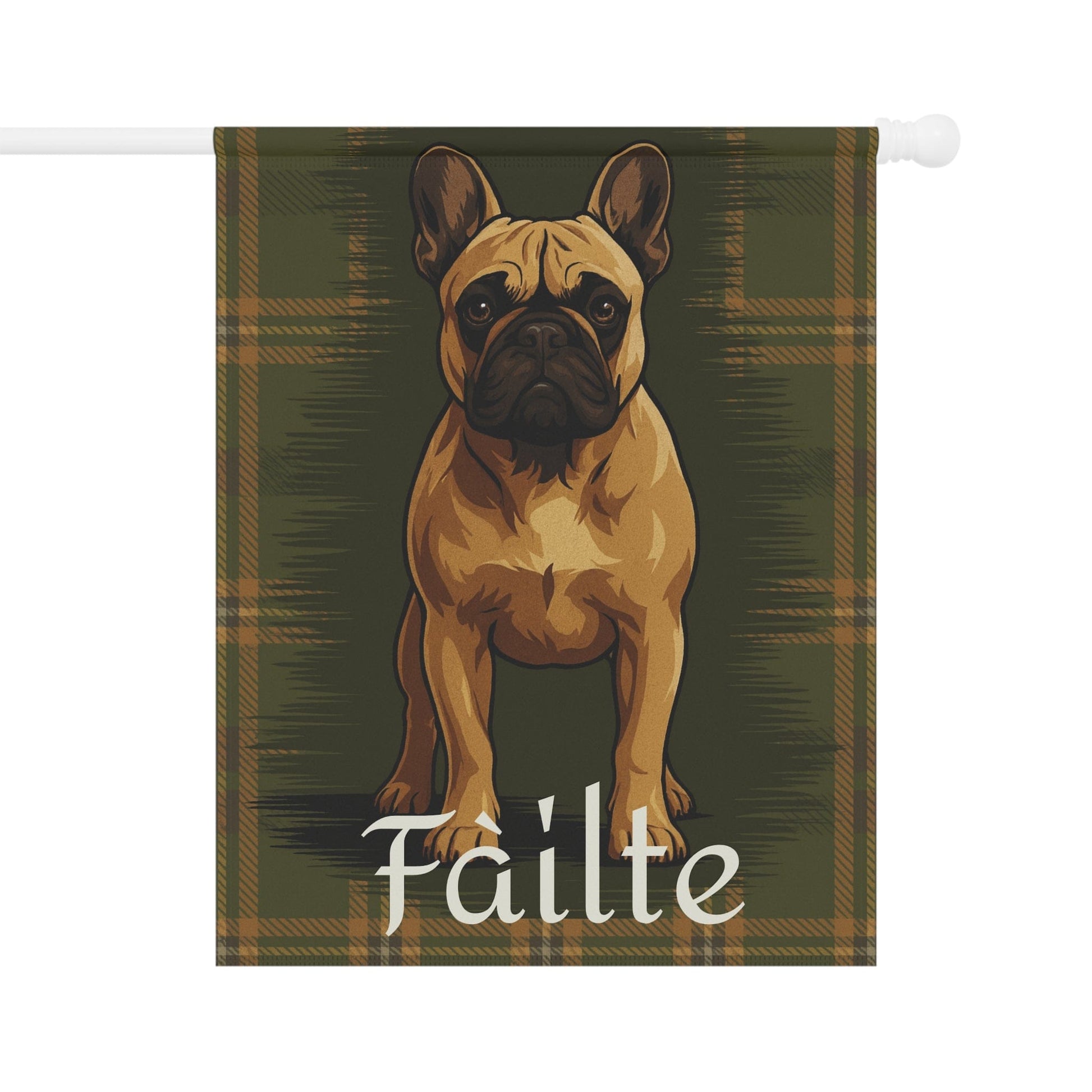 Fawn French Bulldog Scottish Welcome Garden Flag
