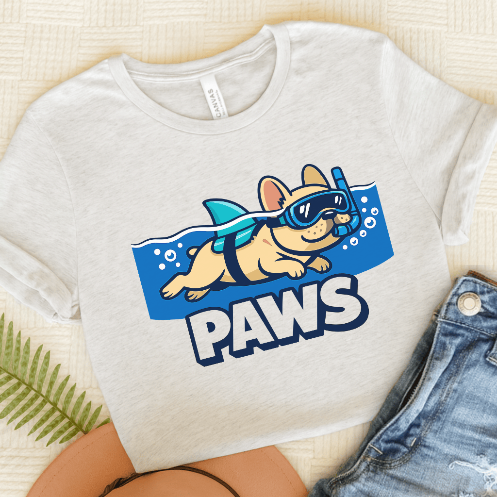 Fawn French Bulldog Shark Paws Unisex TShirt Ash