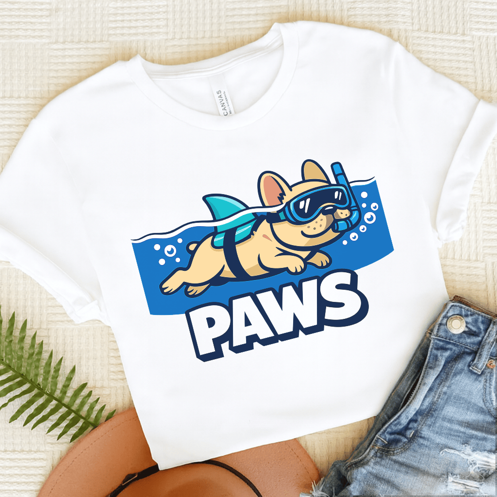 Fawn French Bulldog Shark Paws Unisex TShirt White
