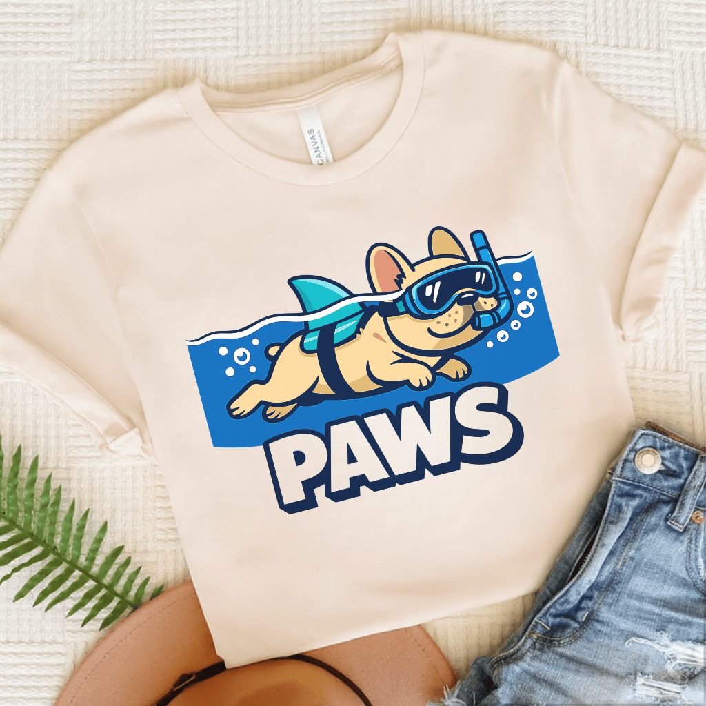 Fawn French Bulldog Shark Paws Unisex TShirt Natural