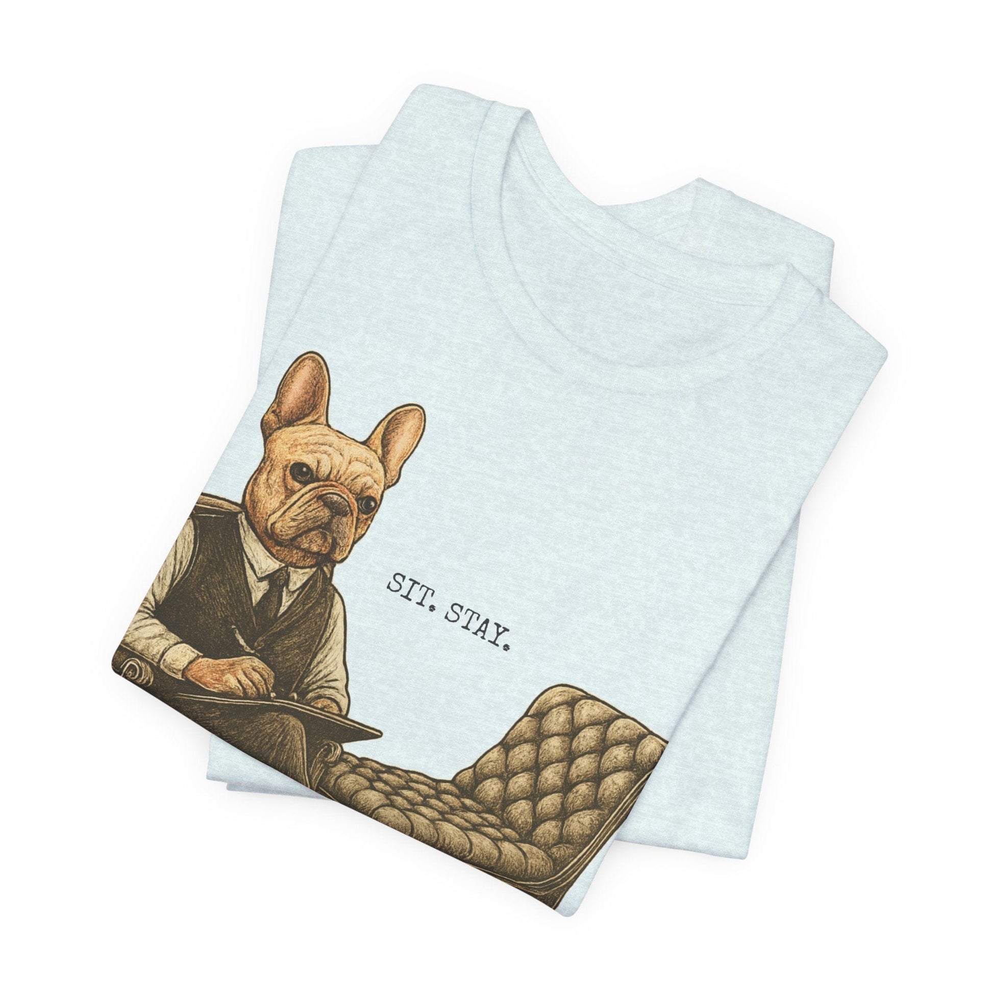 Printify T-Shirt Fawn French Bulldog Sit Stay TShirt