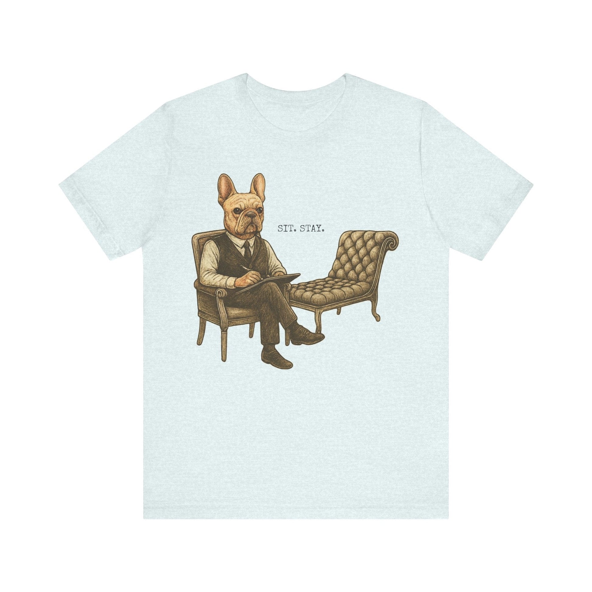 Printify T-Shirt Fawn French Bulldog Sit Stay TShirt