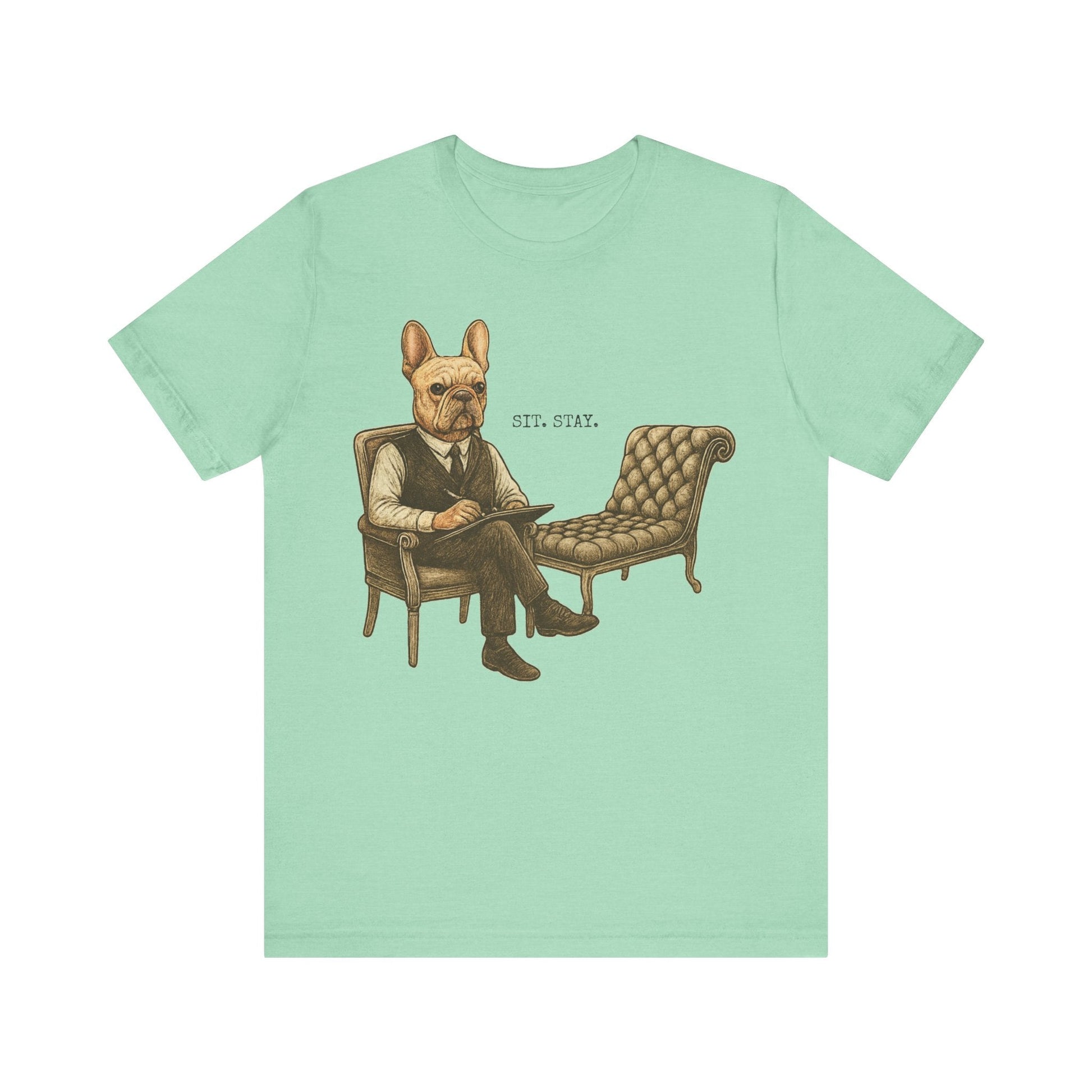 Printify T-Shirt Fawn French Bulldog Sit Stay TShirt