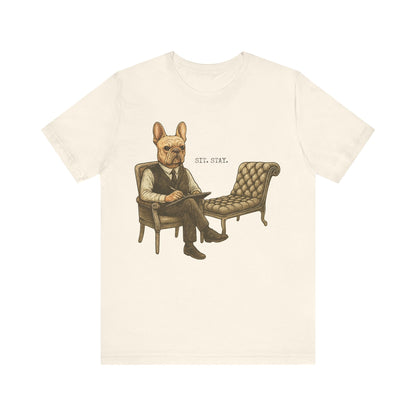 Printify T-Shirt Fawn French Bulldog Sit Stay TShirt