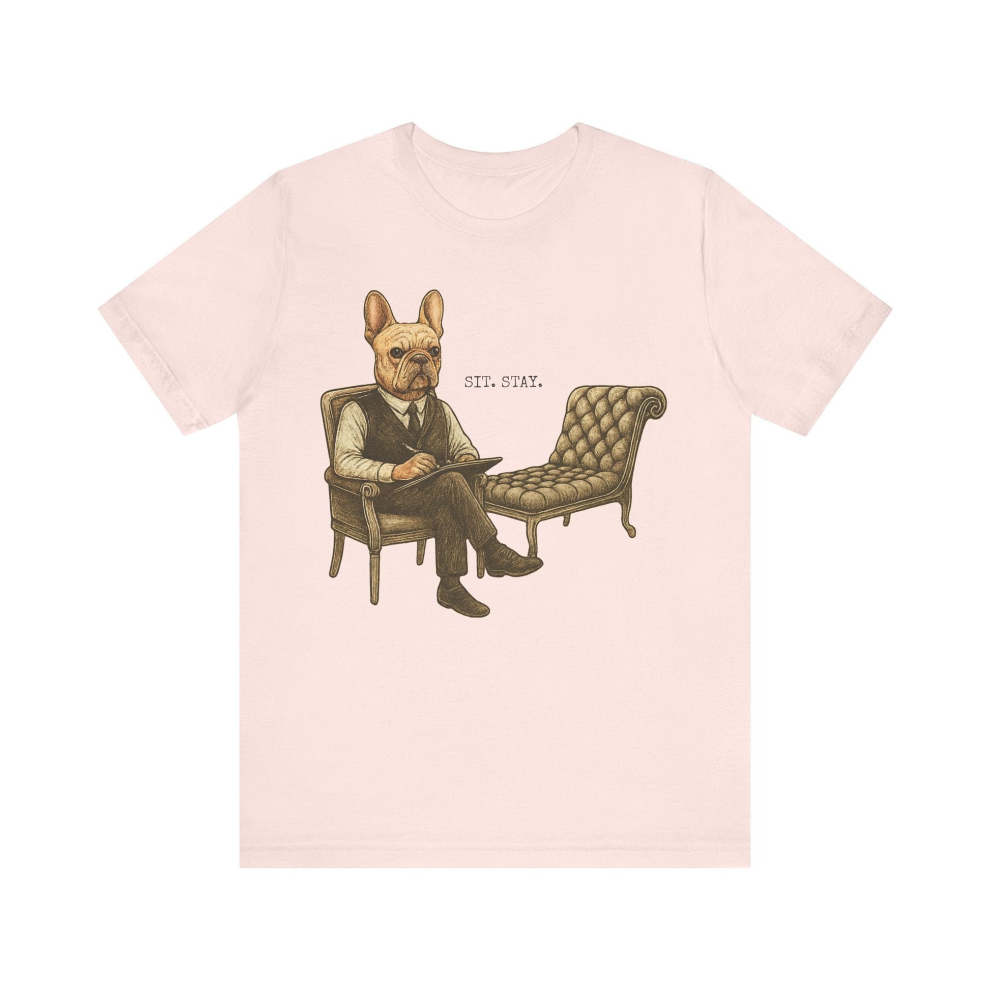 Printify T-Shirt Fawn French Bulldog Sit Stay TShirt