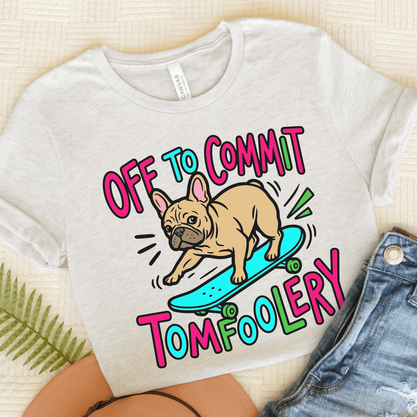 Fawn French Bulldog Skateboarding Unisex TShirt Ash