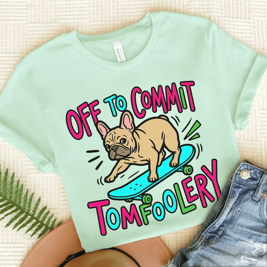 Fawn French Bulldog Skateboarding Unisex TShirt Heather Mint