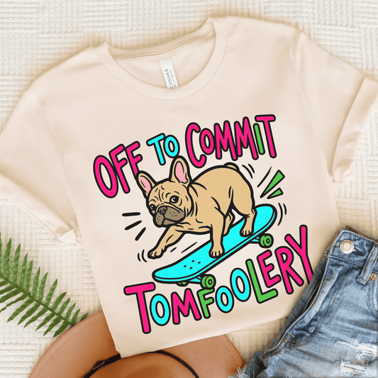 Fawn French Bulldog Skateboarding Unisex TShirt Natural