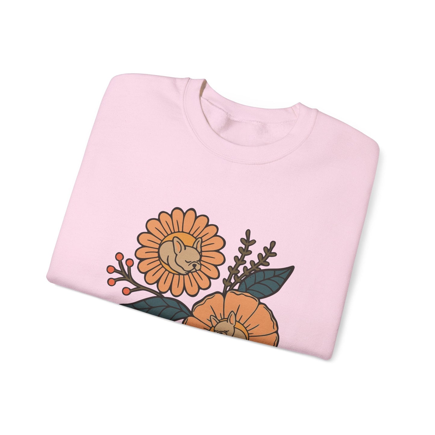 Fawn French Bulldog Sleeping Flowers Sweatshirt