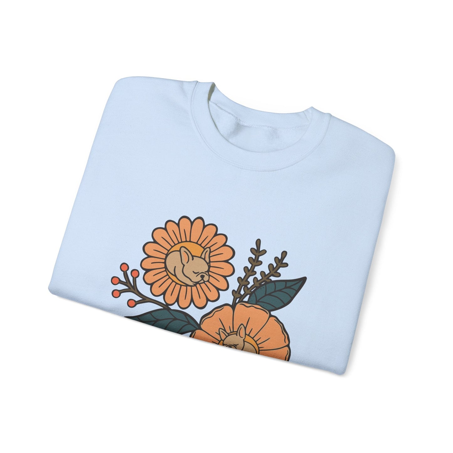 Fawn French Bulldog Sleeping Flowers Sweatshirt