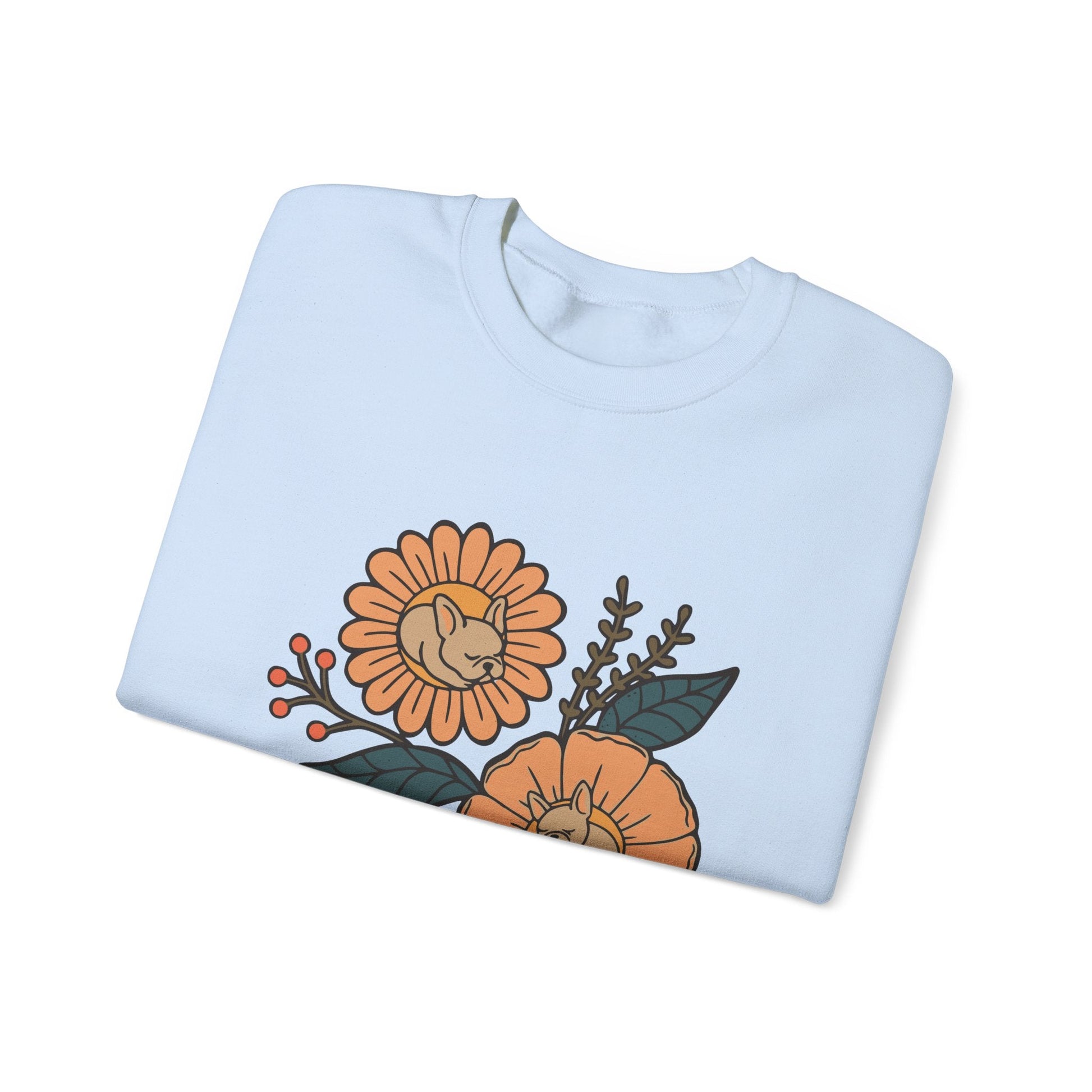 Fawn French Bulldog Sleeping Flowers Sweatshirt
