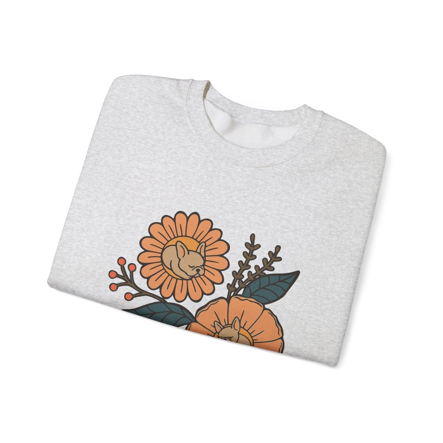 Fawn French Bulldog Sleeping Flowers Sweatshirt