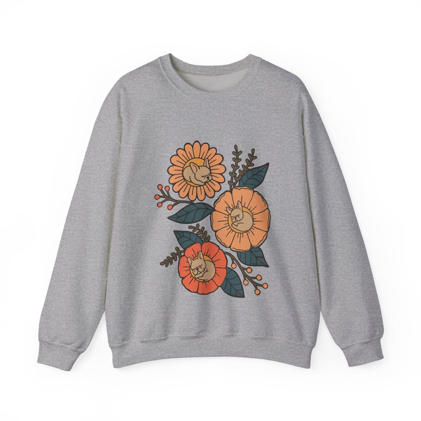 Fawn French Bulldog Sleeping Flowers Sweatshirt