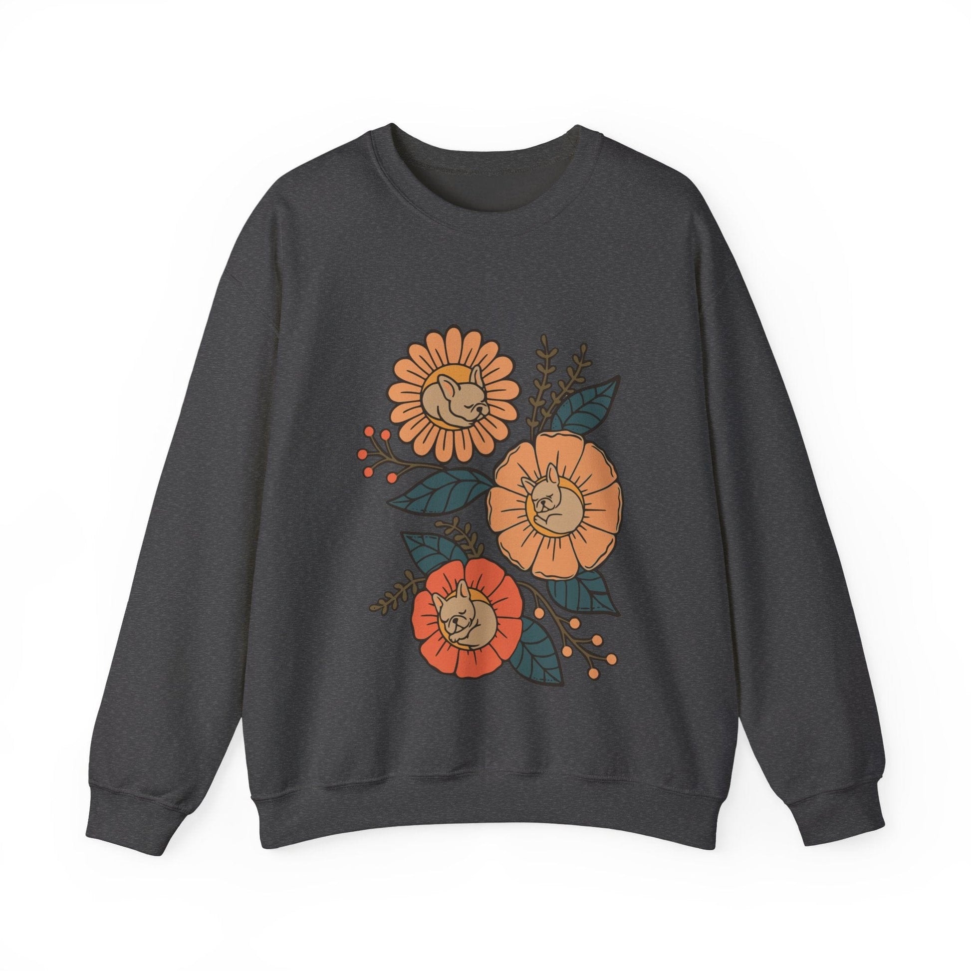 Fawn French Bulldog Sleeping Flowers Sweatshirt