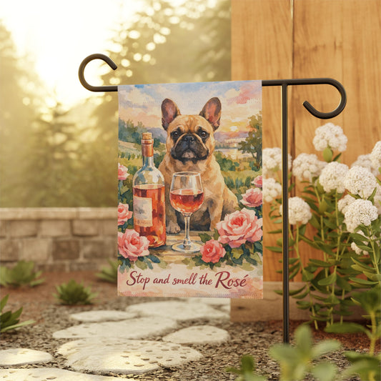 Fawn French Bulldog Smell the Rosé Garden Flag