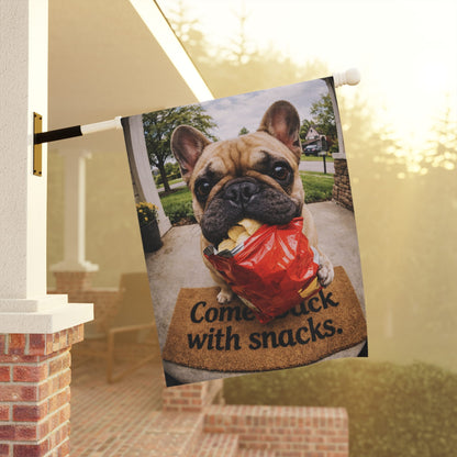 Personalized Frenchie Snacks Doorbell Camera Yard Flag