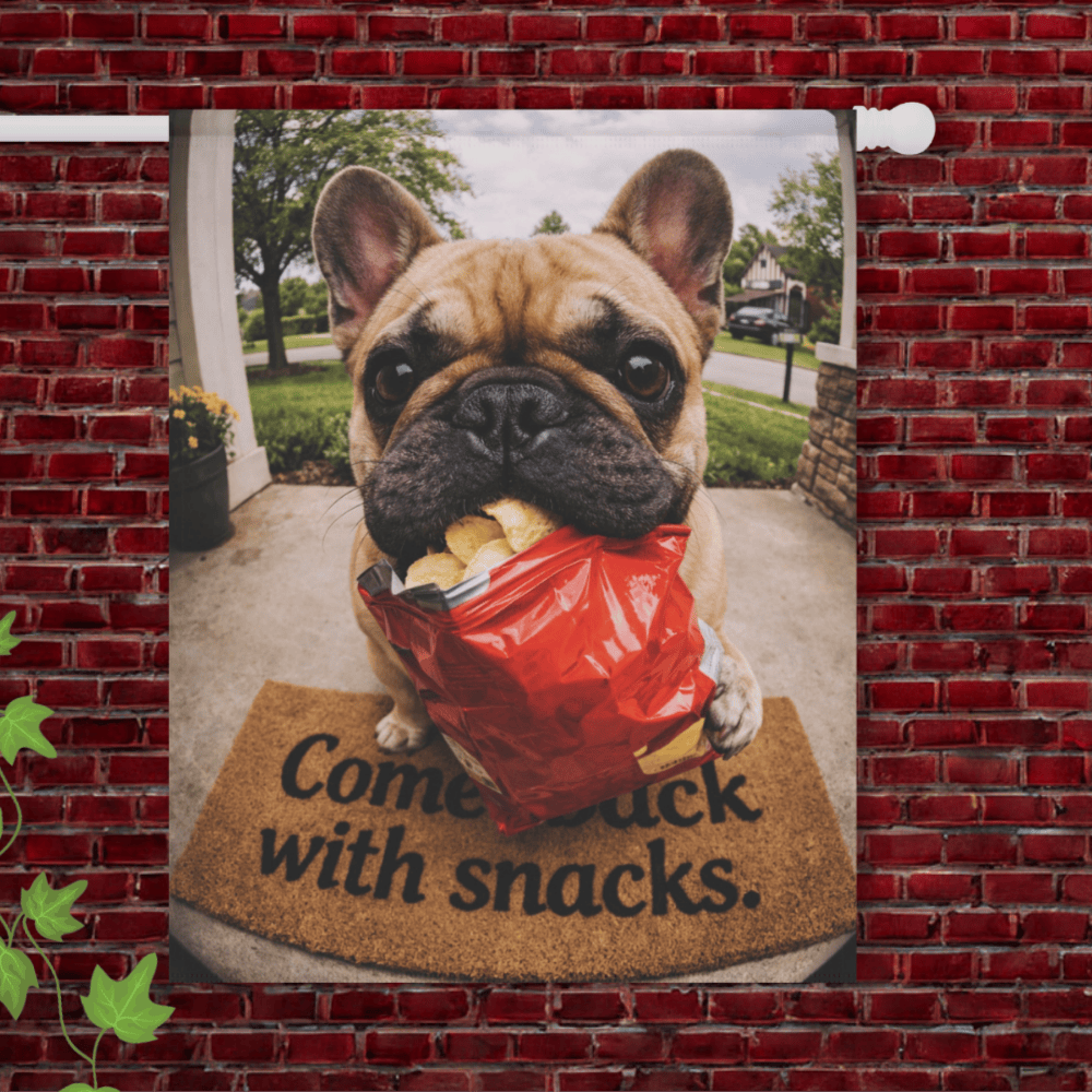 Personalized Frenchie Snacks Doorbell Camera Yard Flag 24.5'' × 32''