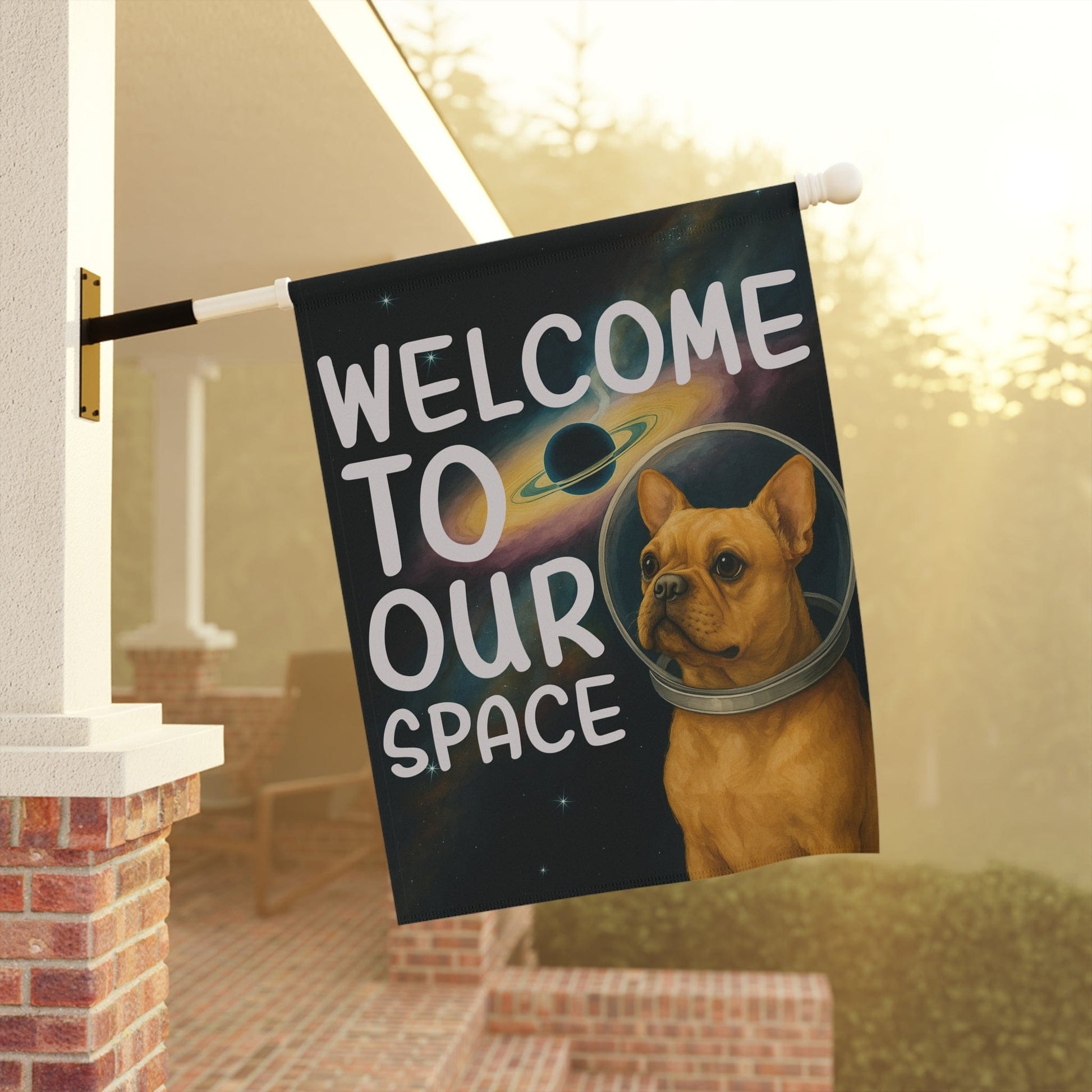 Fawn French Bulldog Space Garden Flag