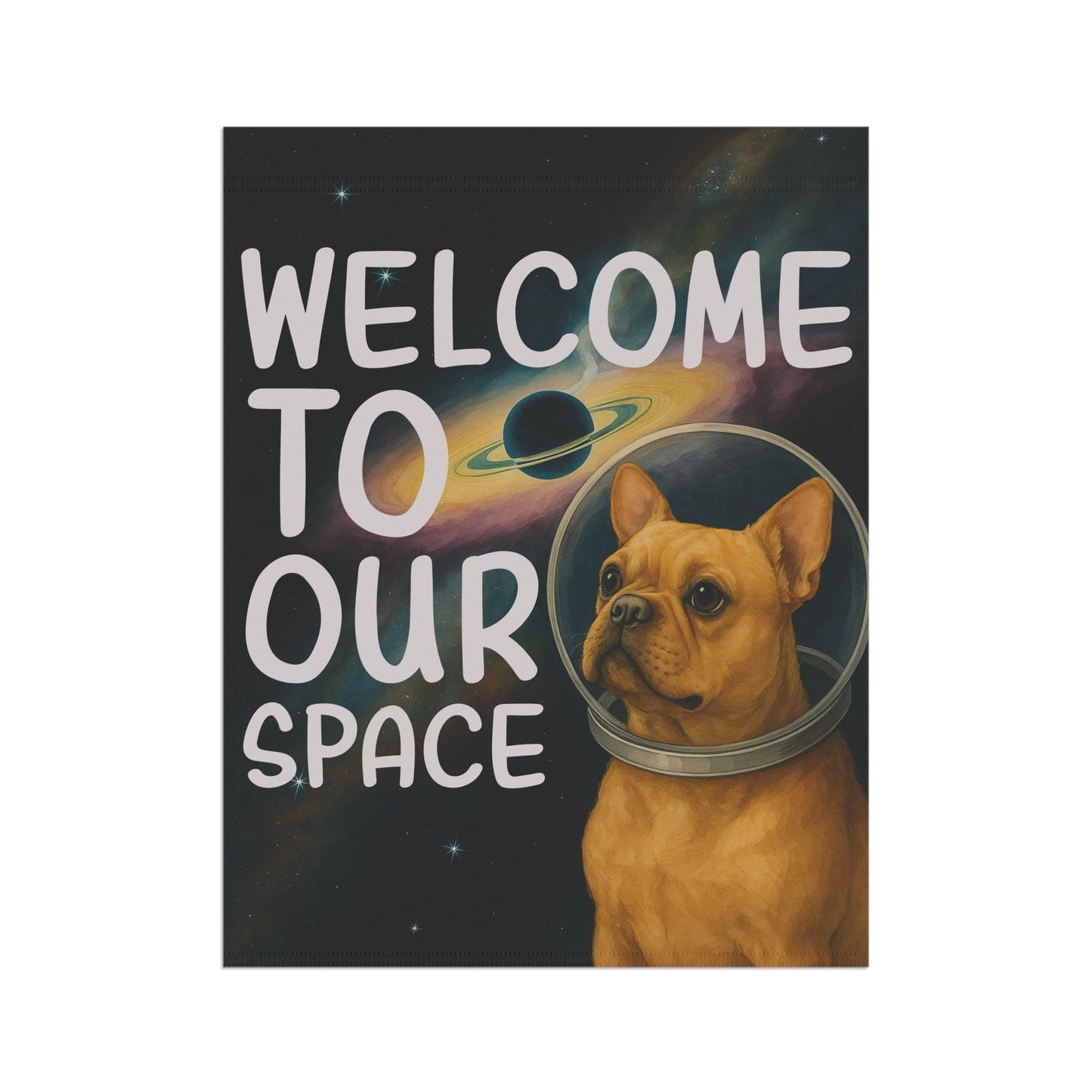 Fawn French Bulldog Space Garden Flag