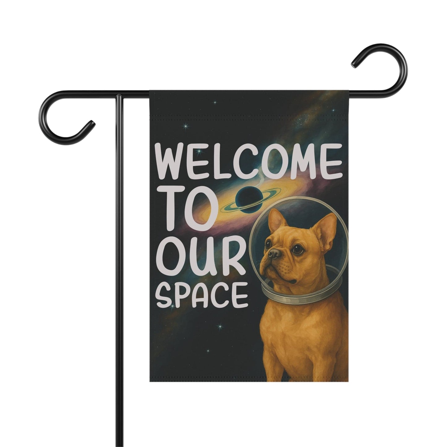 Fawn French Bulldog Space Garden Flag