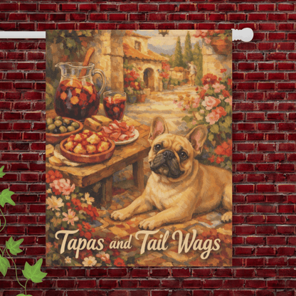 Fawn French Bulldog Spain Tapas Garden Flag 24.5'' × 32''