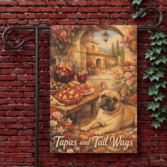 Fawn French Bulldog Spain Tapas Garden Flag 12'' × 18''
