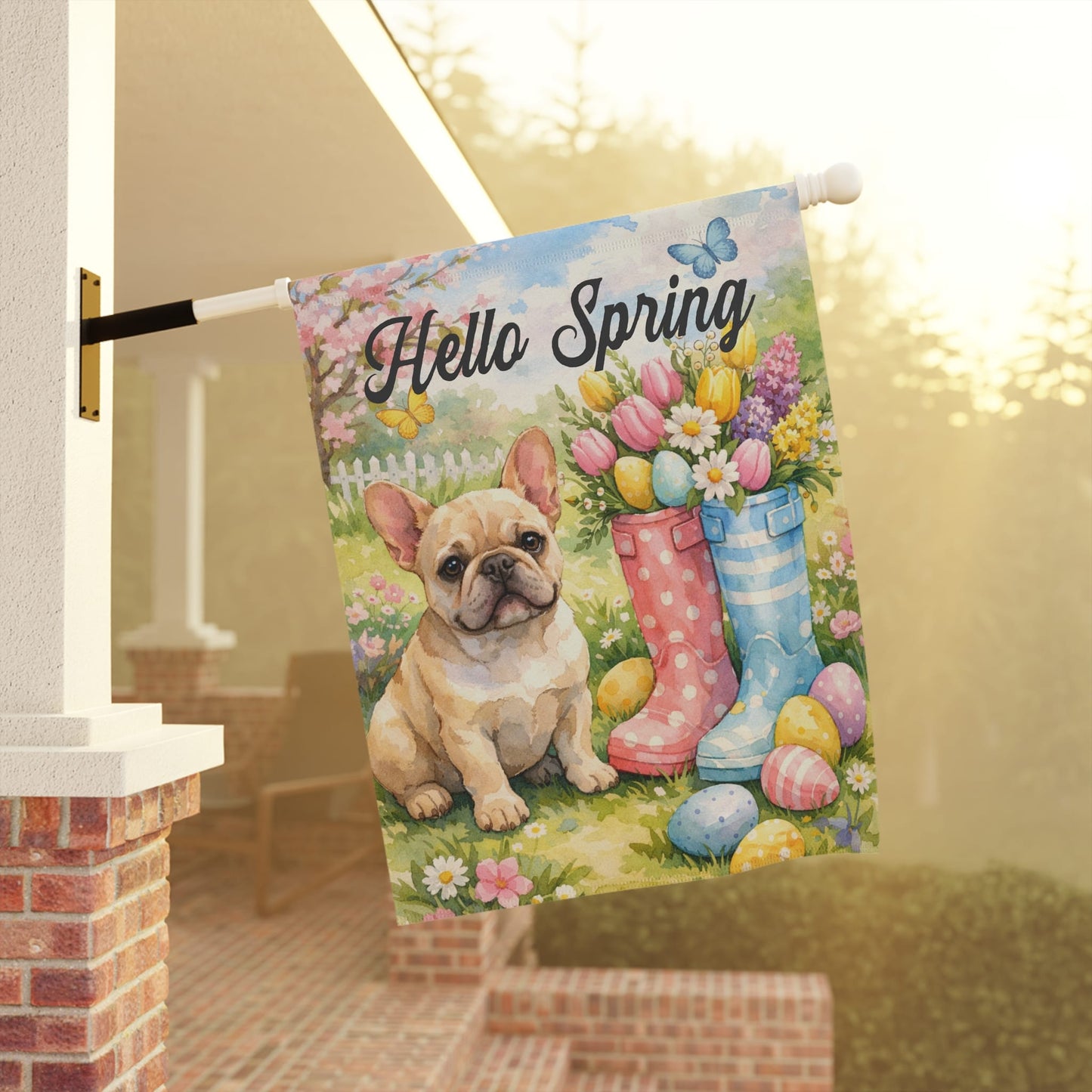 Personalized French Bulldog Rain Boots Easter Yard Flag