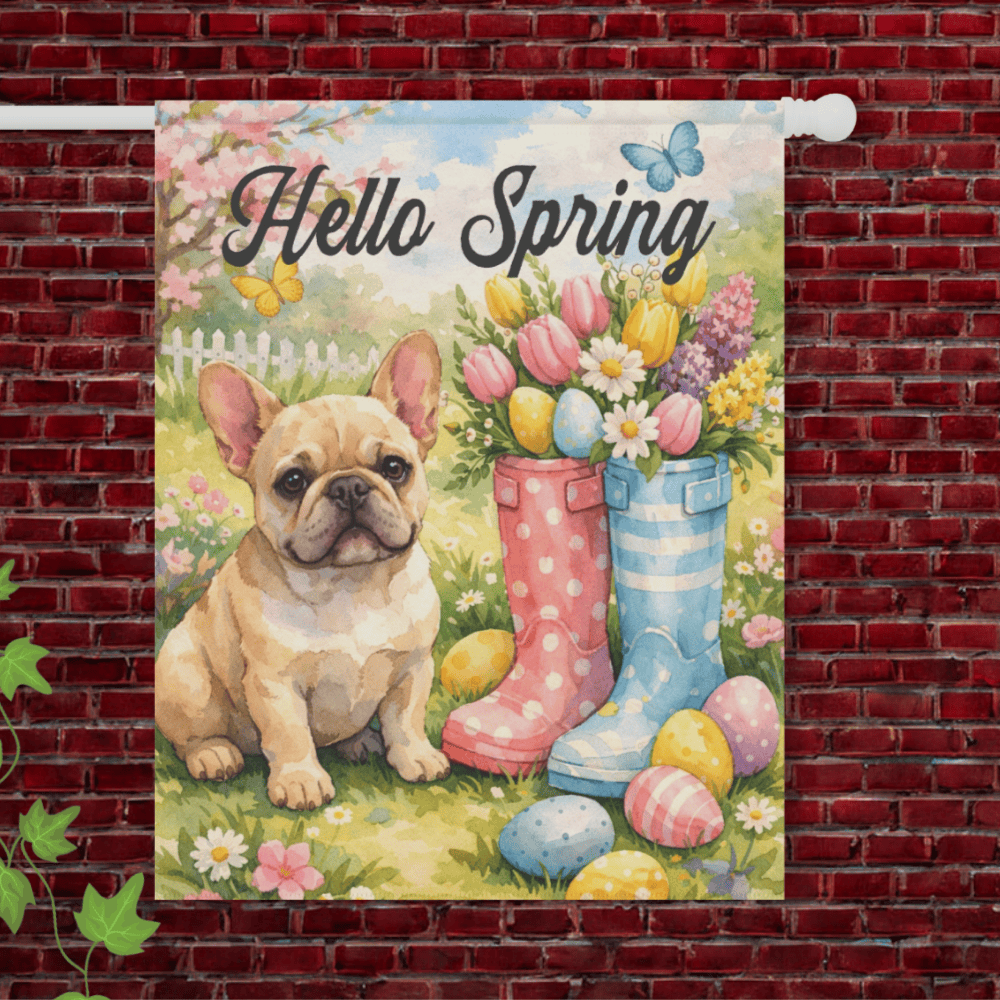 Personalized French Bulldog Rain Boots Easter Yard Flag 24.5'' × 32''