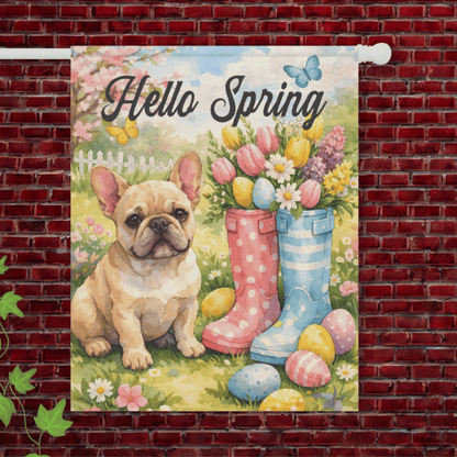 Personalized French Bulldog Rain Boots Easter Yard Flag 24.5'' × 32''
