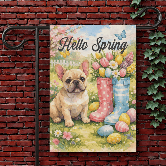 Personalized French Bulldog Rain Boots Easter Yard Flag 12'' × 18''