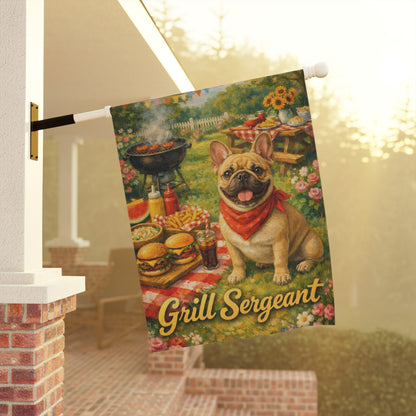 Fawn French Bulldog Summer Grilling Funny Garden Flag