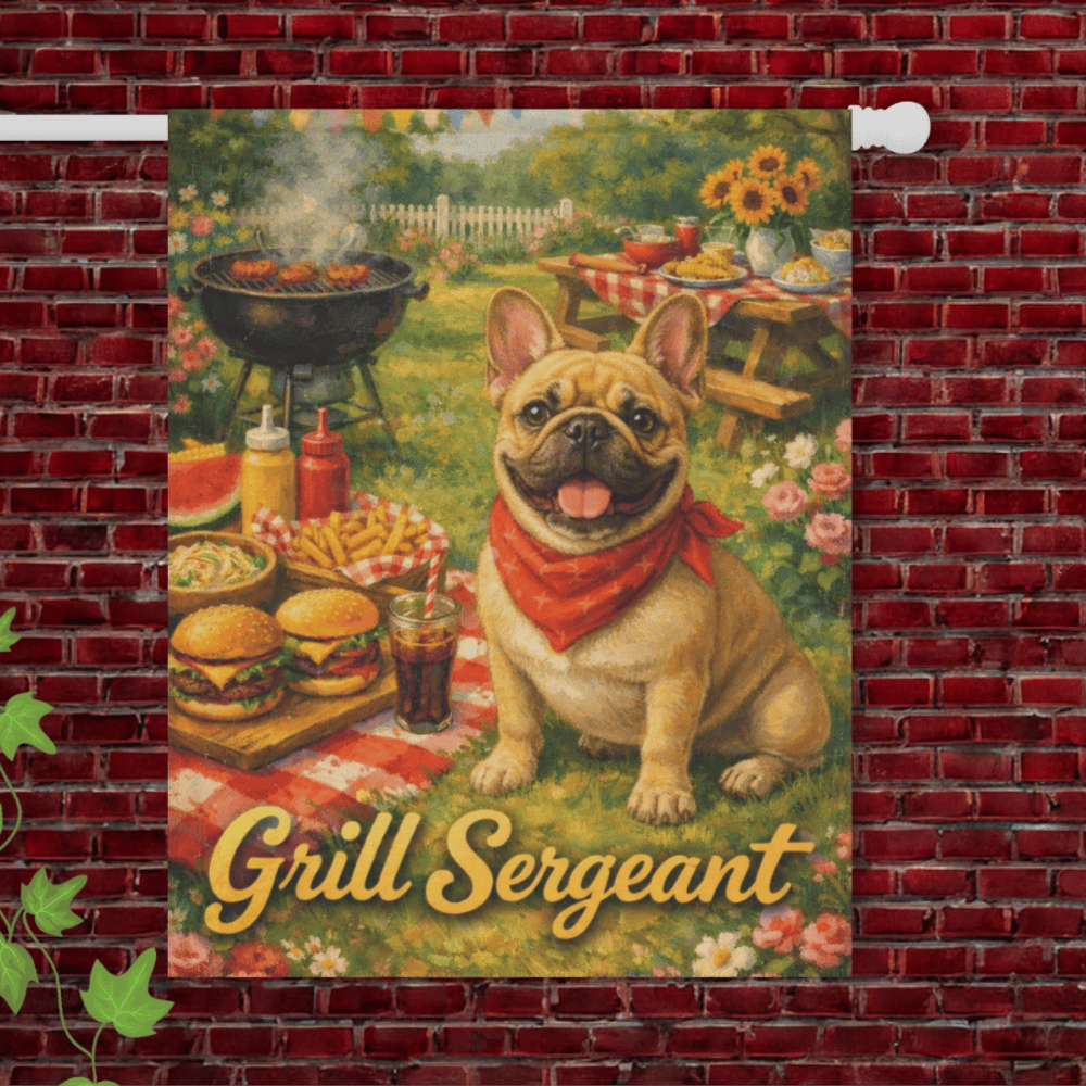 Fawn French Bulldog Summer Grilling Funny Garden Flag 24.5'' × 32''