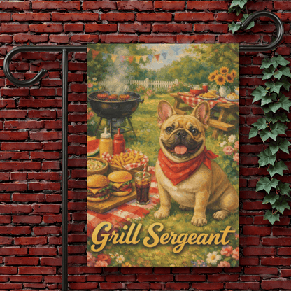 Fawn French Bulldog Summer Grilling Funny Garden Flag 12'' × 18''