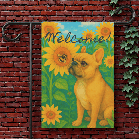 Fawn French Bulldog Sunflower Garden Flag 12'' × 18''
