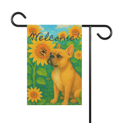 Fawn French Bulldog Sunflower Garden Flag