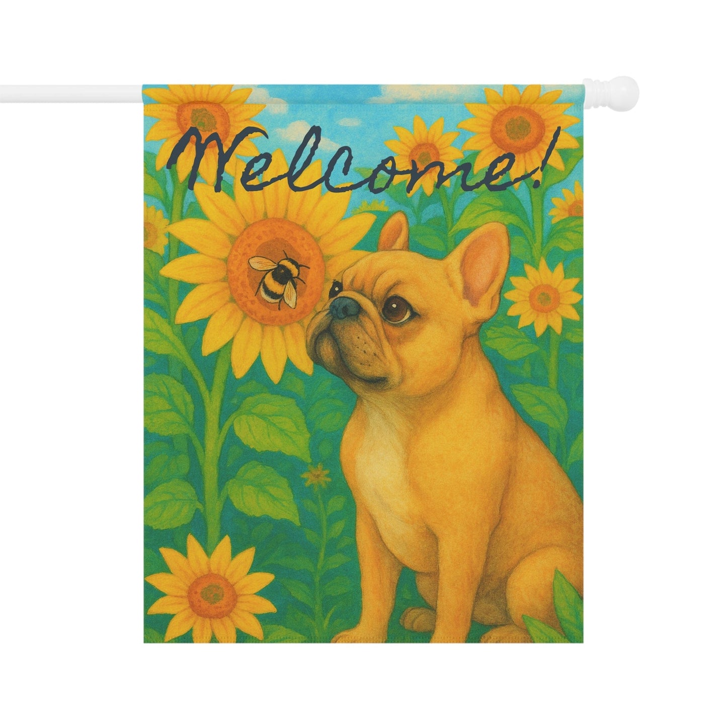 Fawn French Bulldog Sunflower Garden Flag