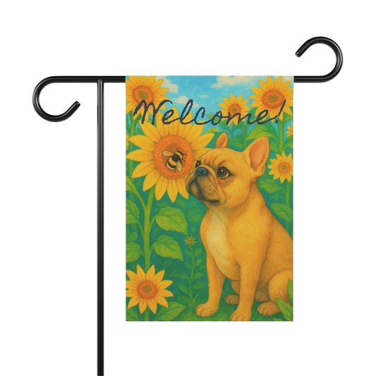 Fawn French Bulldog Sunflower Garden Flag