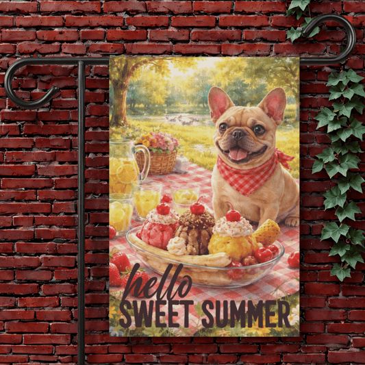 Personalized French Bulldog Sweet Summer Garden Flag 12'' × 18''
