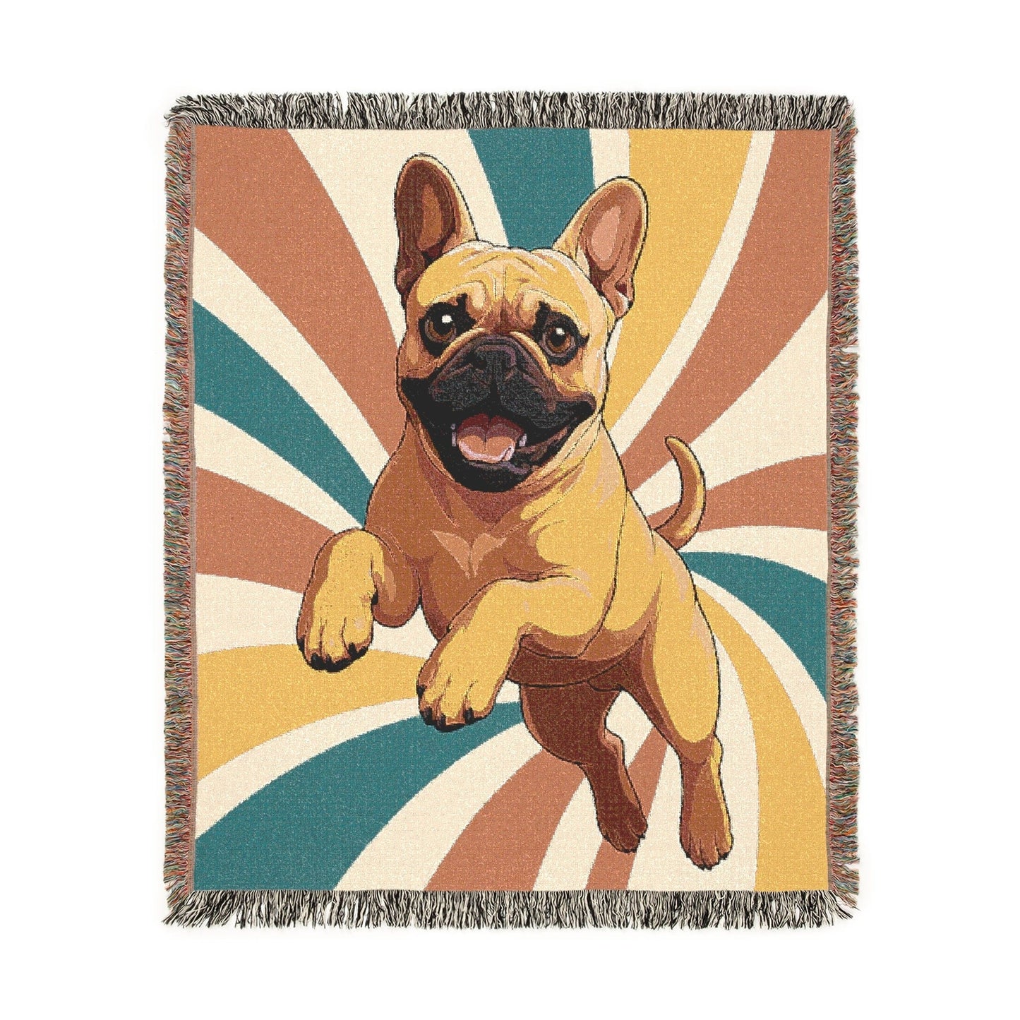 Printify Blanket Fawn French Bulldog Terrier Swirls Throw Blanket