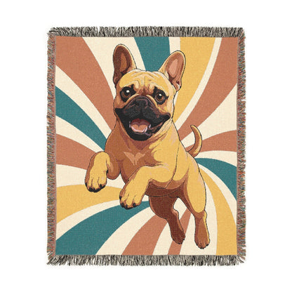 Printify Blanket Fawn French Bulldog Terrier Swirls Throw Blanket